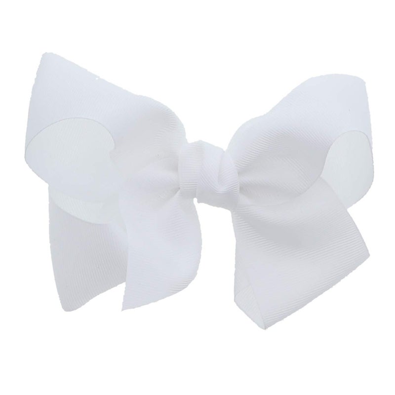 Motique Accessories White 5.5 Inch Grosgrain Hair Bow Clip For Woman And Girls - Image 1